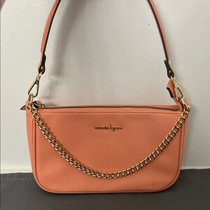Nanette Lepore Peach/Light Coral Shoulder Bag with Gold Chain